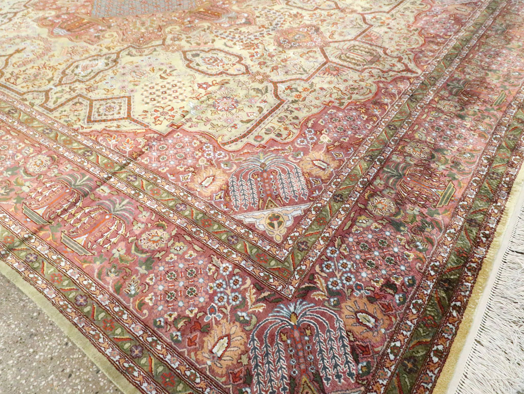 Vintage Persian Silk Kashan, No.30411 - Staging