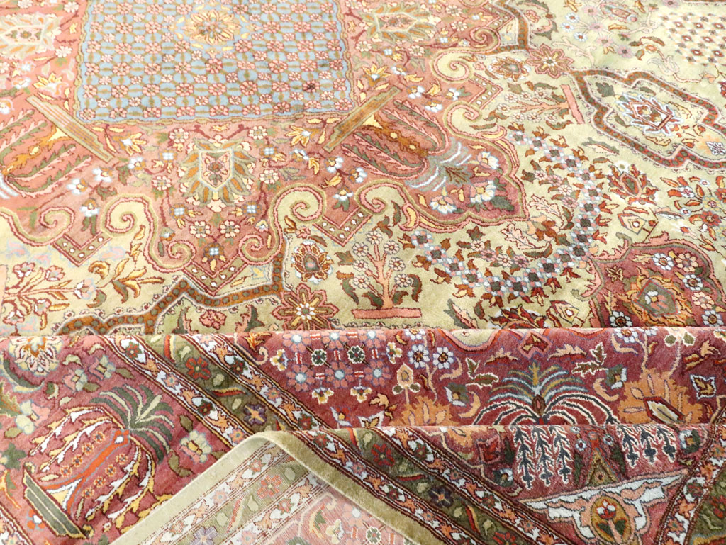 Vintage Persian Silk Kashan, No.30411 - Staging