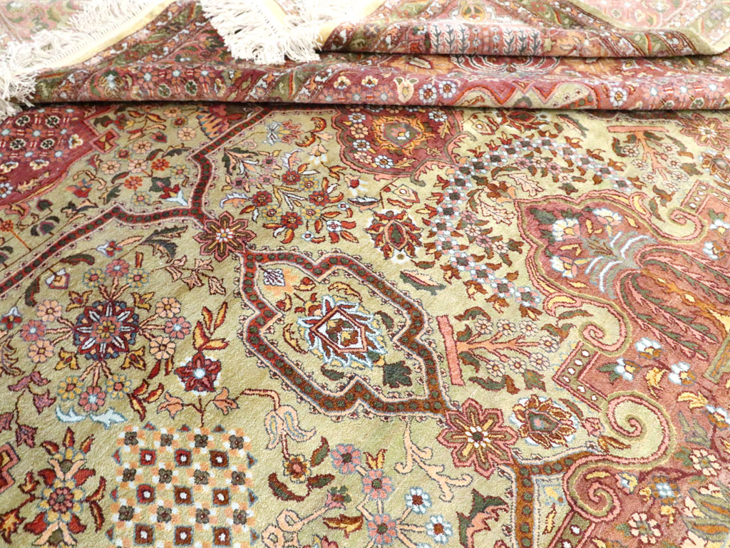 Vintage Persian Silk Kashan, No.30411 - Staging