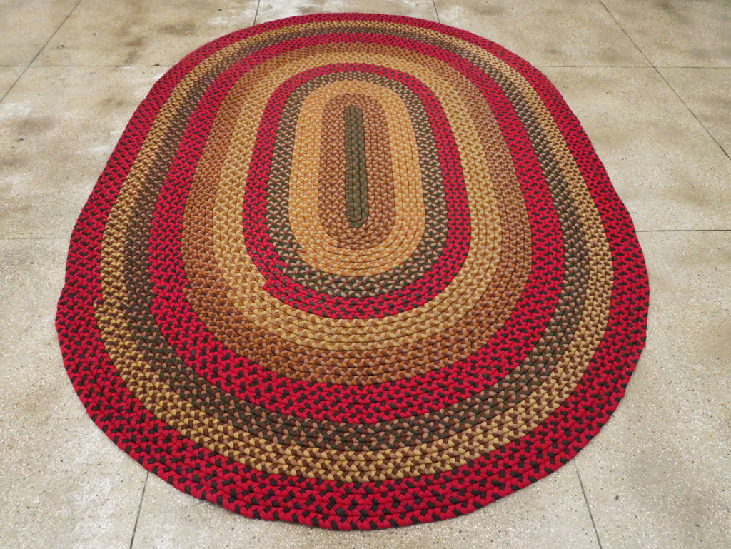 Vintage American Round Oval Braided Room Size Carpet, No.30413 - Staging