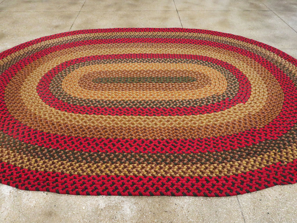 Vintage American Round Oval Braided Room Size Carpet, No.30413 - Staging
