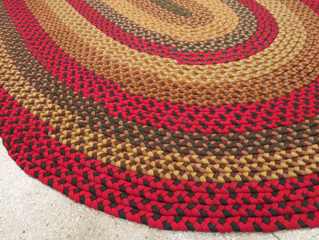 Vintage American Round Oval Braided Room Size Carpet, No.30413 - Staging