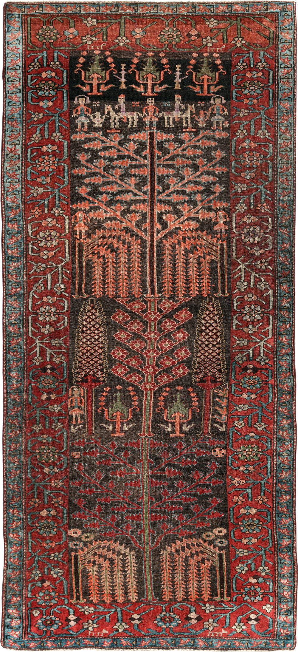 Antique Persian Kurd Throw Rug, No.30416 - Staging