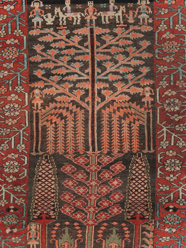 Antique Persian Kurd Throw Rug, No.30416 - Staging