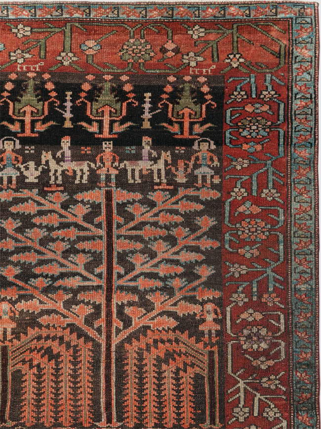 Antique Persian Kurd Throw Rug, No.30416 - Staging