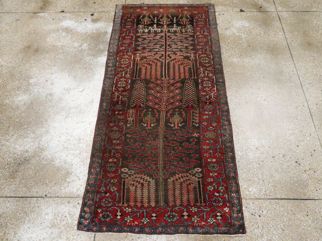 Antique Persian Kurd Throw Rug, No.30416 - Staging