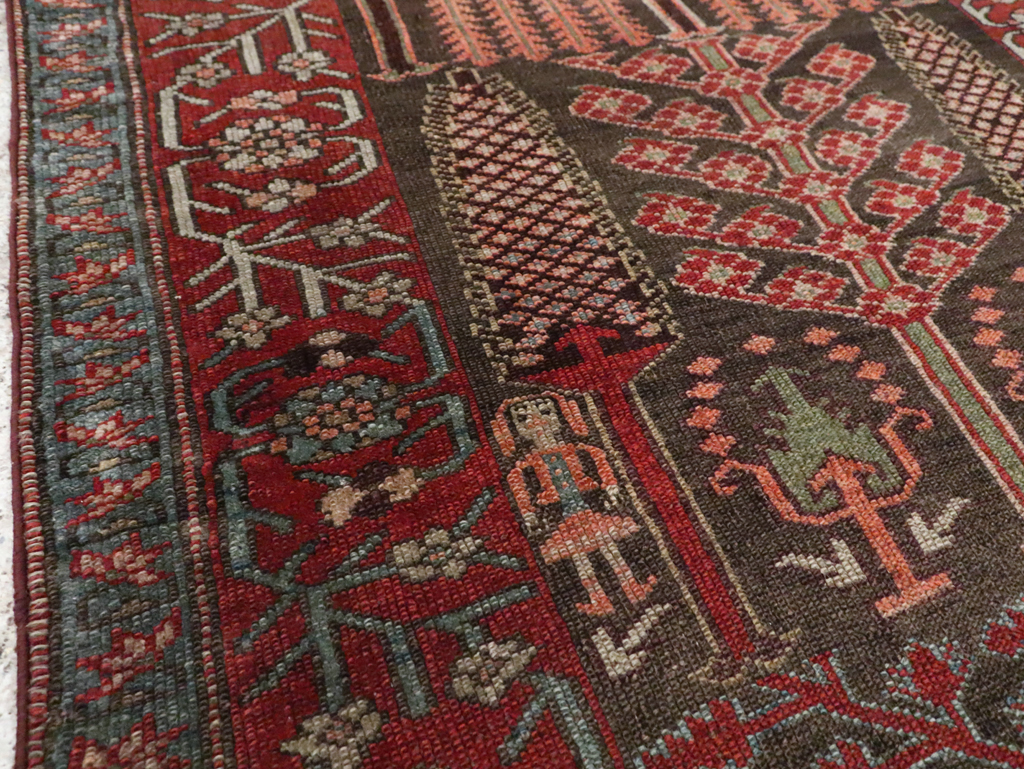 Antique Persian Kurd Throw Rug, No.30416 - Staging