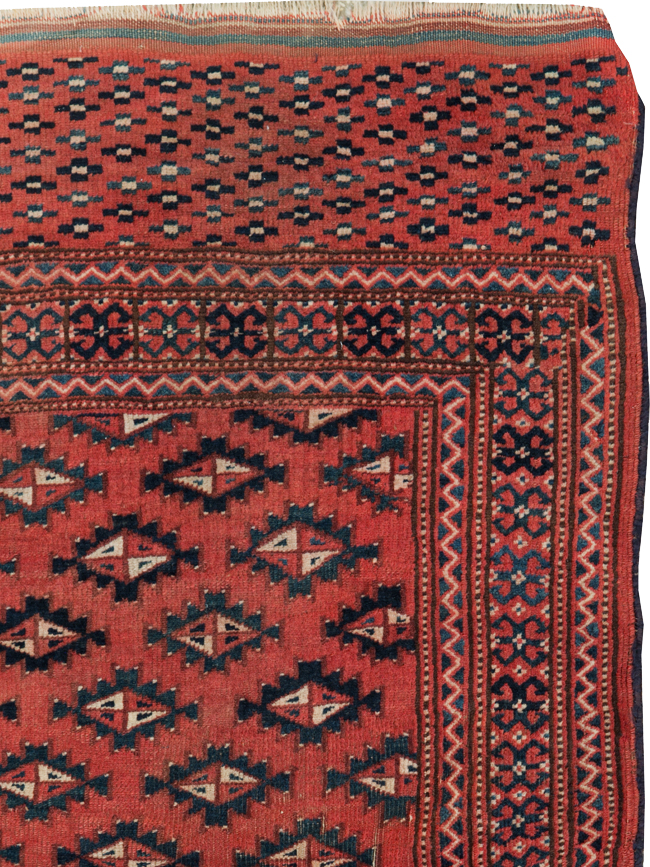 Vintage Central Asian Turkoman Tribal Throw Rug, No.30417 - Staging