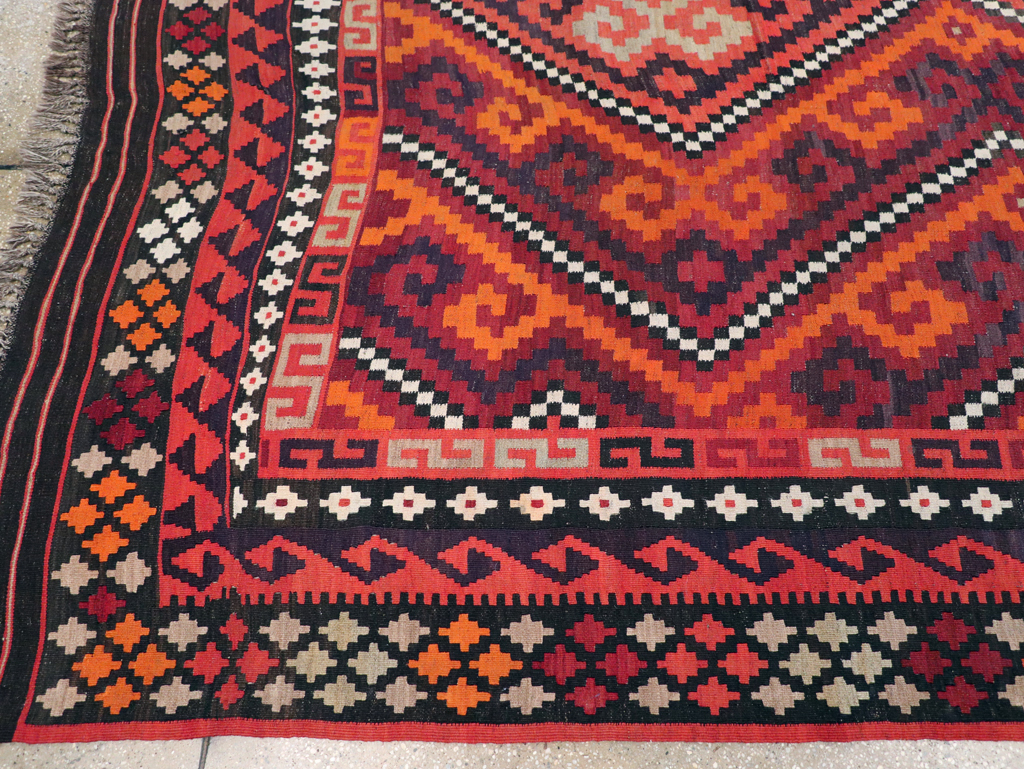 Vintage Afghan Tribal Flatweave Kilim Small Room Size Carpet, No.30420 - Staging