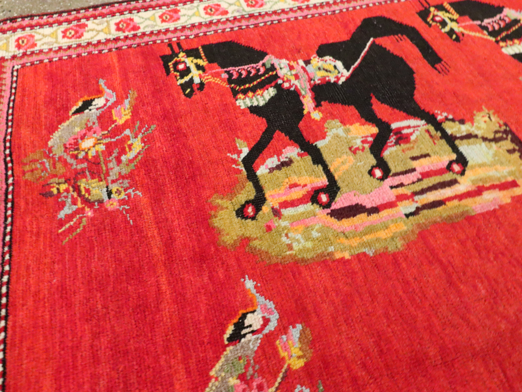 Vintage Pictorial Karabagh Rug, No.30422 - Staging