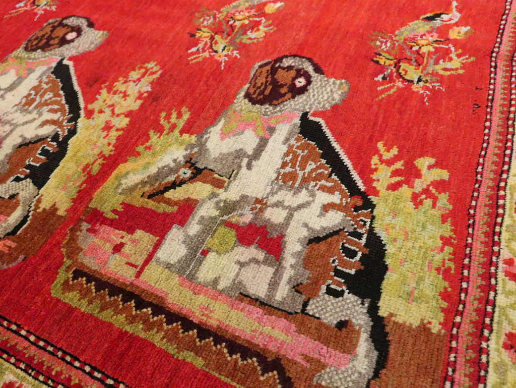 Vintage Pictorial Karabagh Rug, No.30422 - Staging