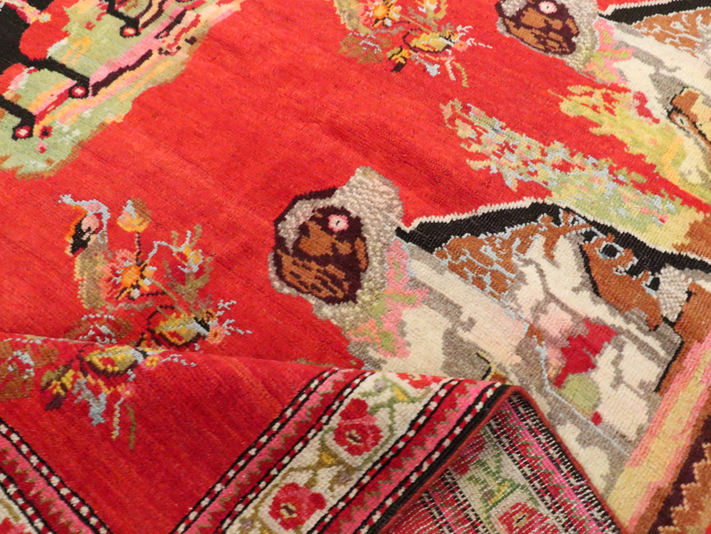 Vintage Pictorial Karabagh Rug, No.30422 - Staging