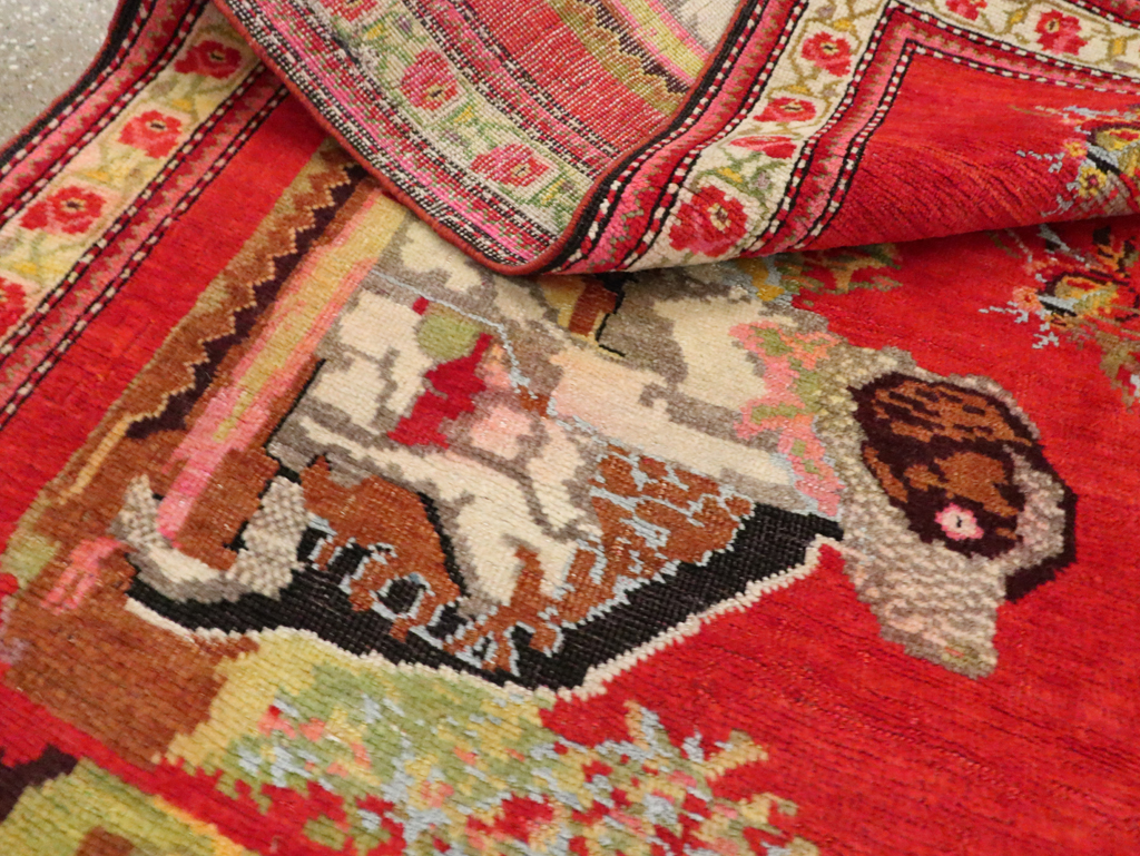 Vintage Pictorial Karabagh Rug, No.30422 - Staging