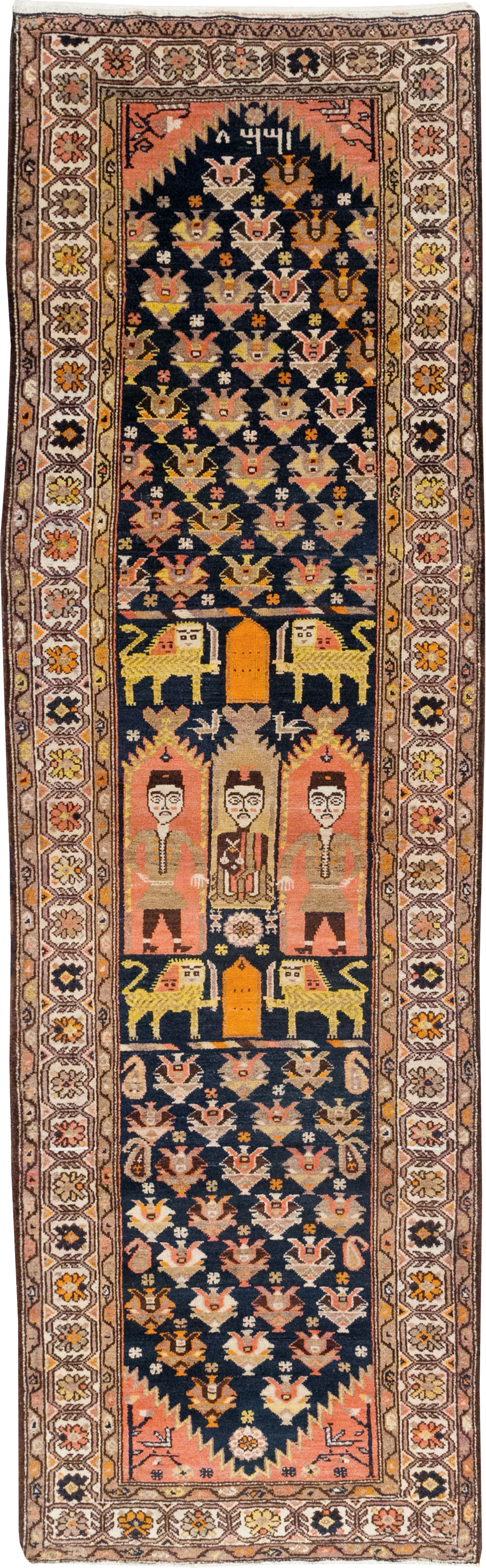 Antique Persian Hamadan Pictorial Runner, No.30426 - Staging