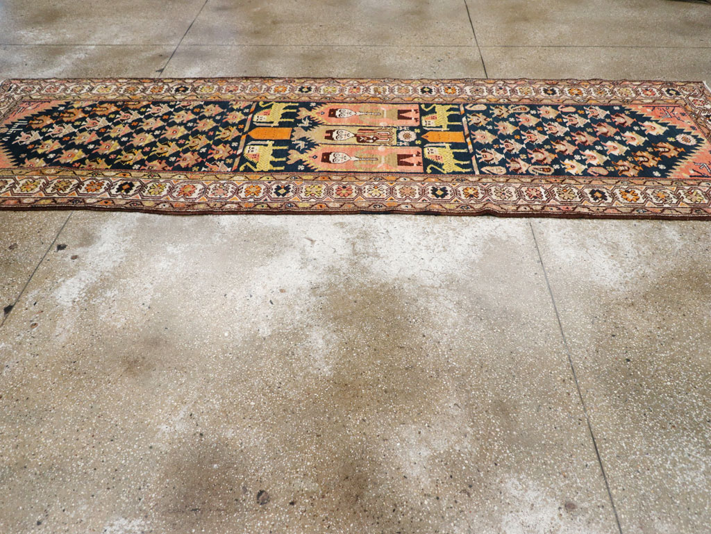 Antique Persian Hamadan Pictorial Runner, No.30426 - Staging