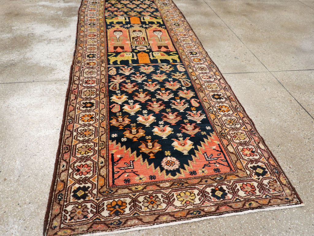 Antique Persian Hamadan Pictorial Runner, No.30426 - Staging