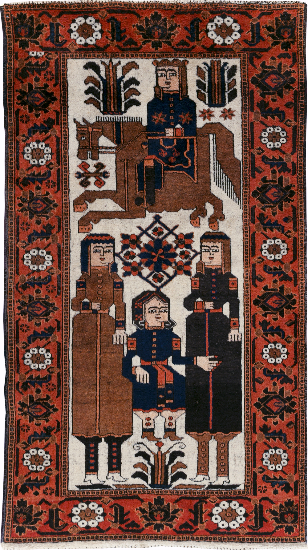 Vintage Pictorial Bakhtiari Rug, No.30427 - Staging