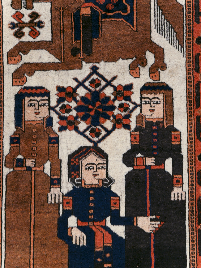 Vintage Pictorial Bakhtiari Rug, No.30427 - Staging