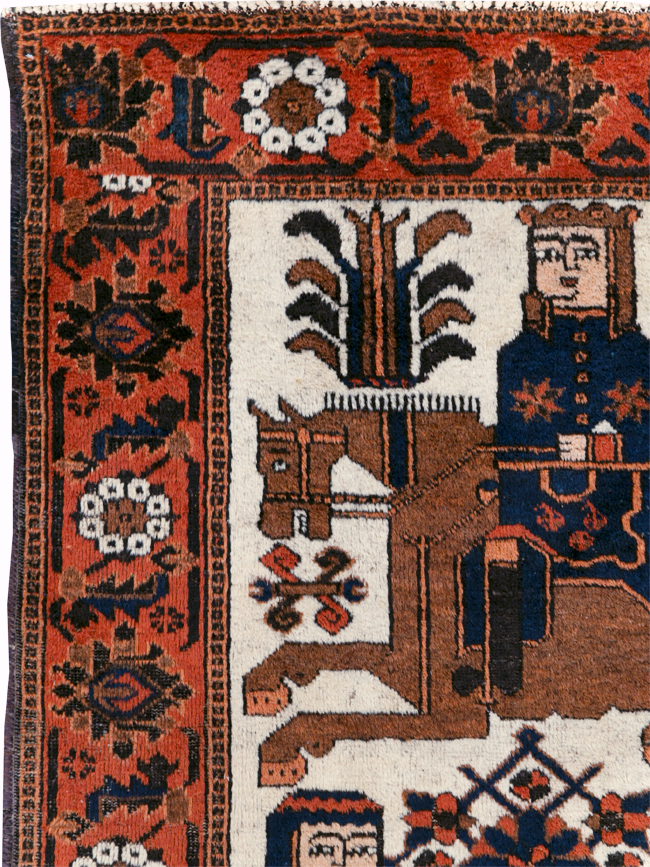 Vintage Pictorial Bakhtiari Rug, No.30427 - Staging
