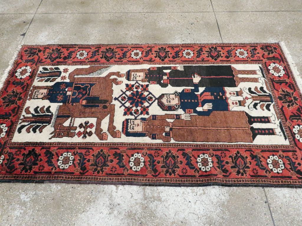 Vintage Pictorial Bakhtiari Rug, No.30427 - Staging