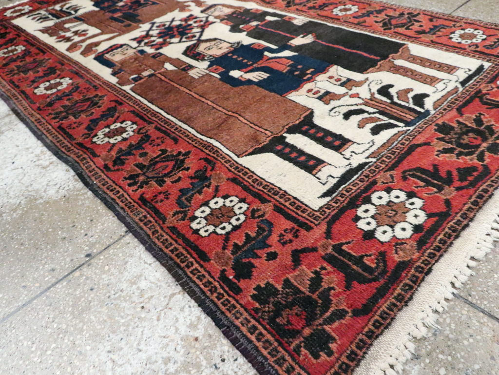 Vintage Pictorial Bakhtiari Rug, No.30427 - Staging