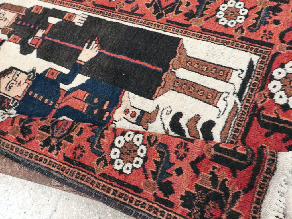 Vintage Pictorial Bakhtiari Rug, No.30427 - Staging