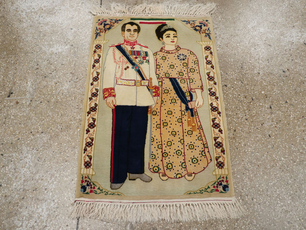 Vintage Persian Pictorial Kashan Rug, No.30438 - Staging