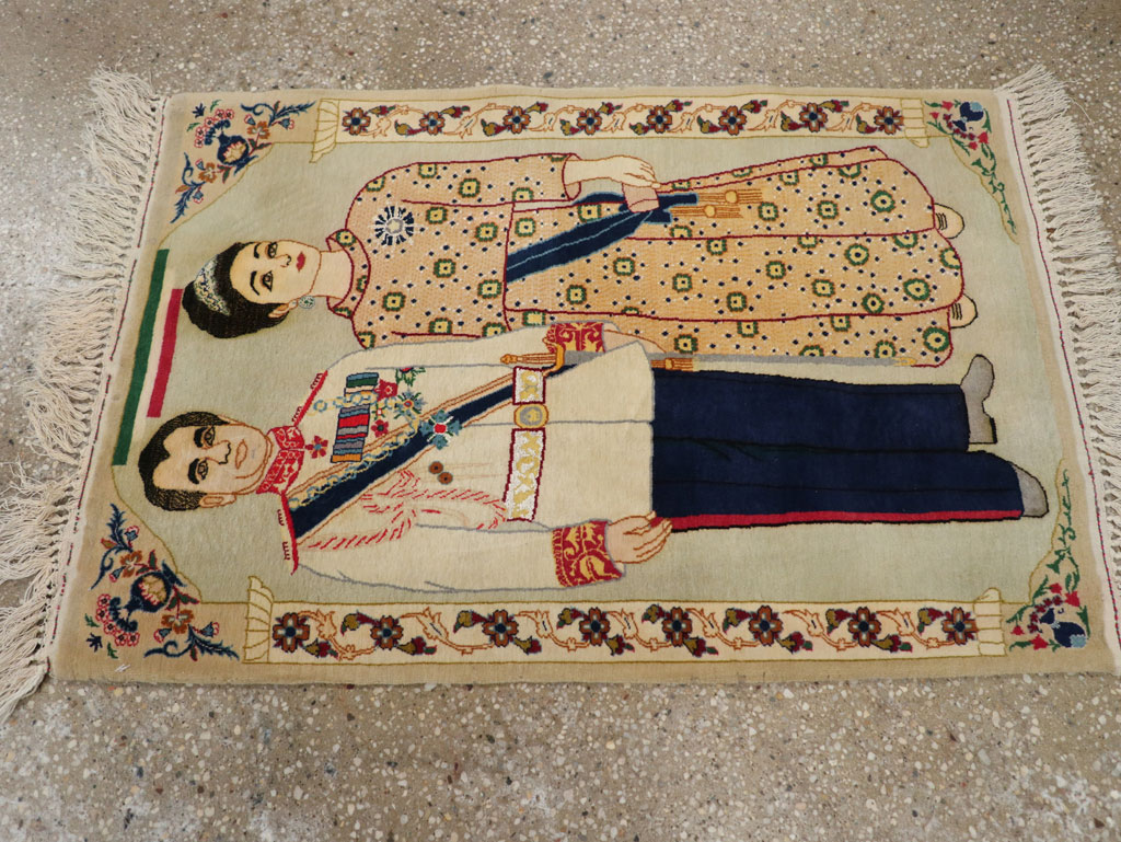 Vintage Persian Pictorial Kashan Rug, No.30438 - Staging