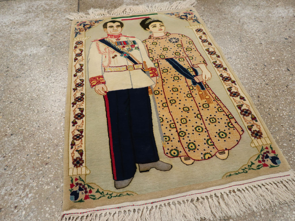 Vintage Persian Pictorial Kashan Rug, No.30438 - Staging