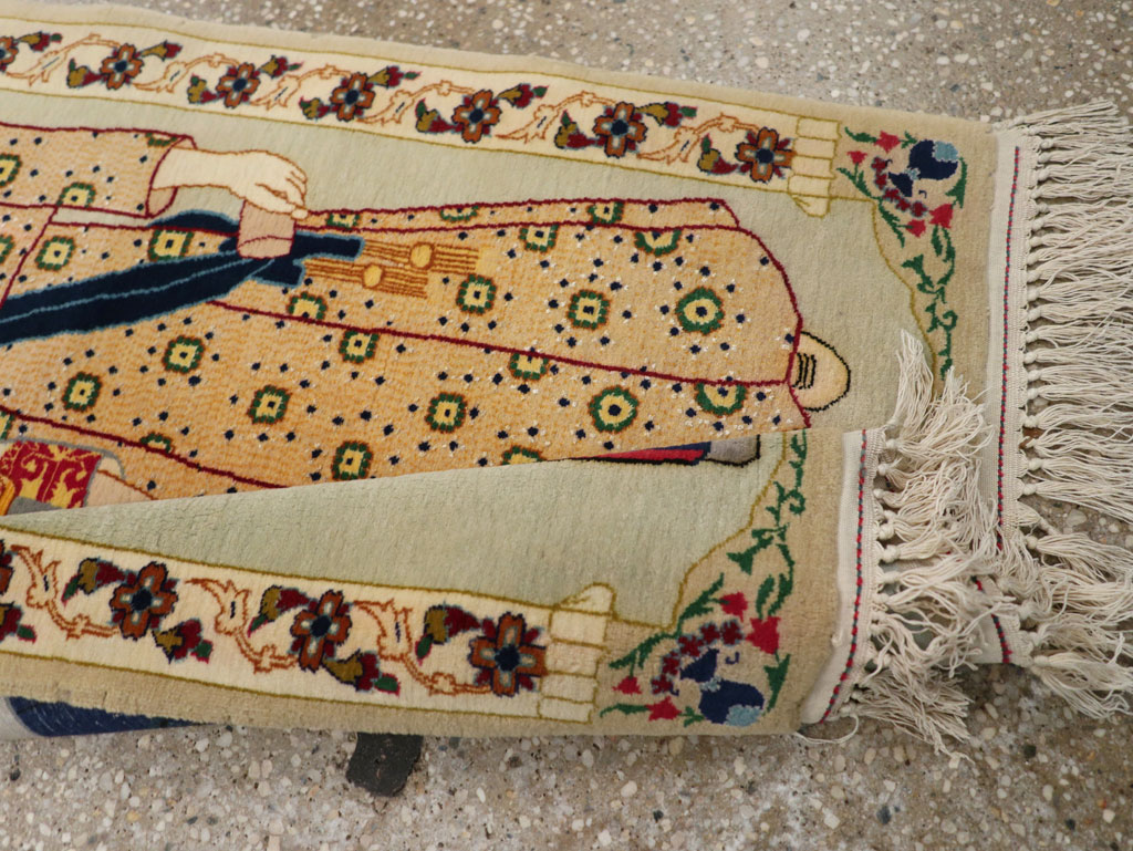 Vintage Persian Pictorial Kashan Rug, No.30438 - Staging