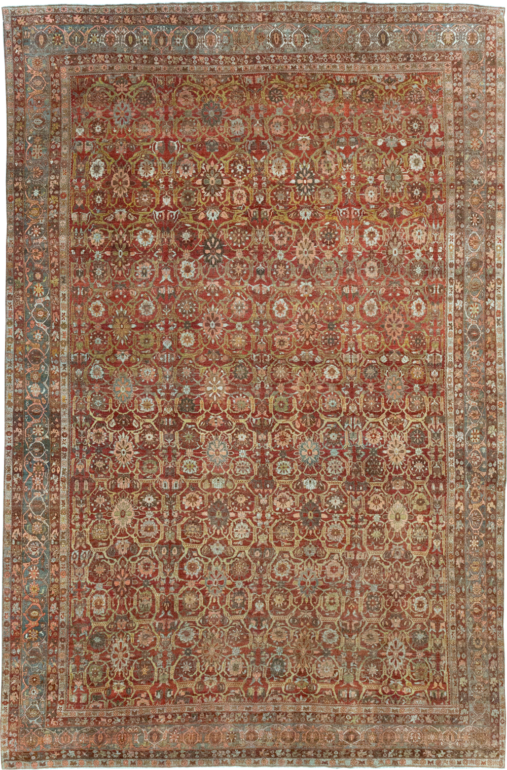 Antique Persian Bidjar Oversize Carpet, No.30441 - Staging