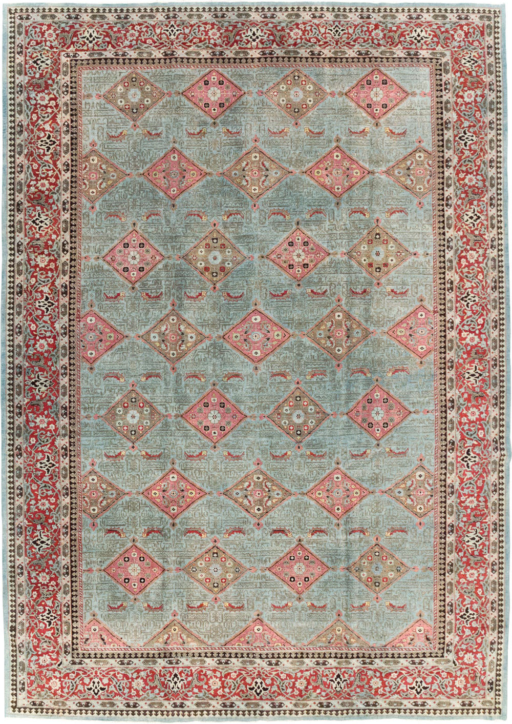 Antique Persian Kashan Room Size Carpet, No.30442 - Staging