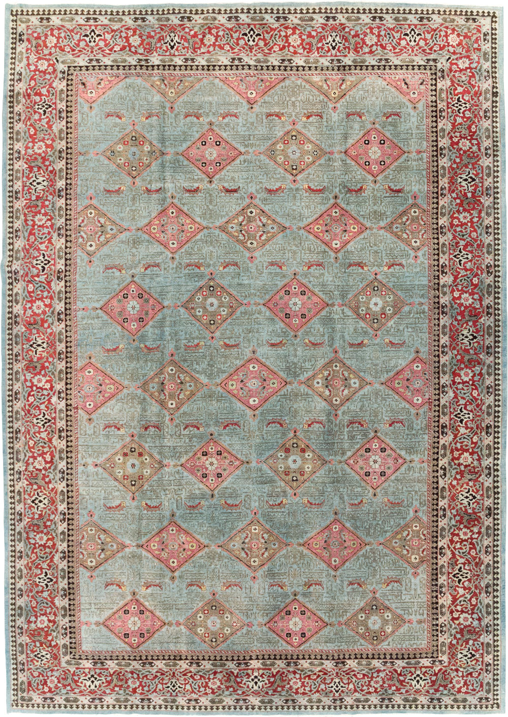 Antique Persian Kashan Room Size Carpet, No.30442 - Staging