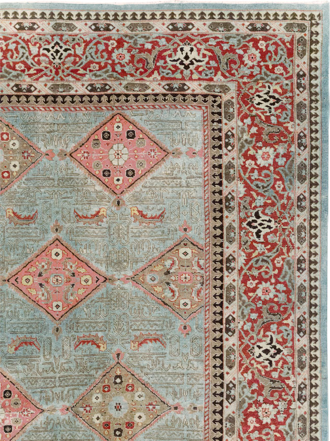 Antique Persian Kashan Room Size Carpet, No.30442 - Staging