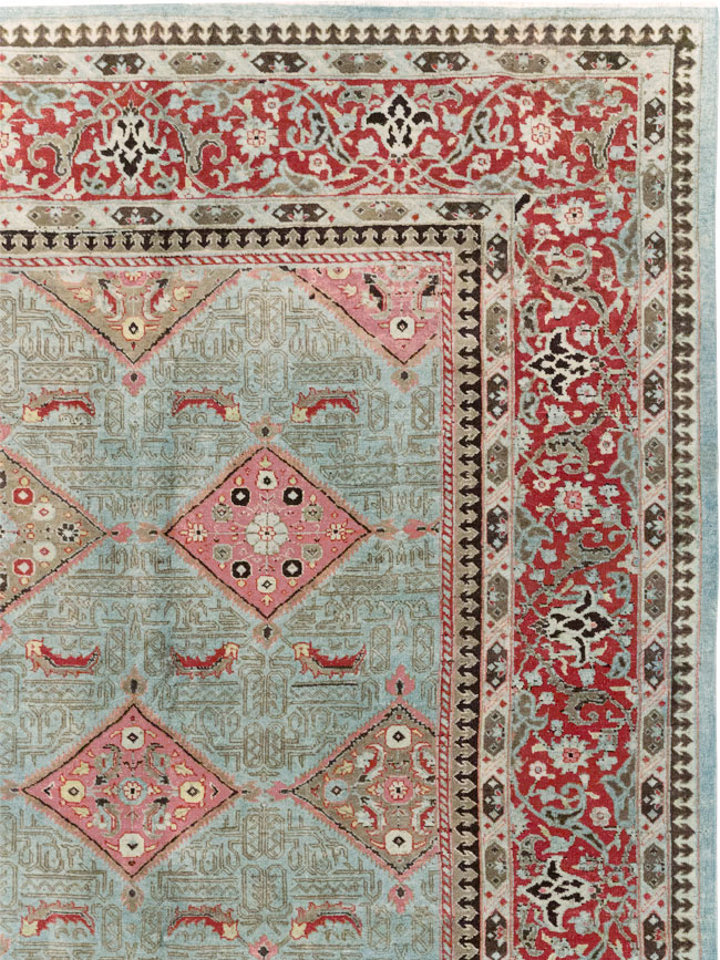 Antique Persian Kashan Room Size Carpet, No.30442 - Staging