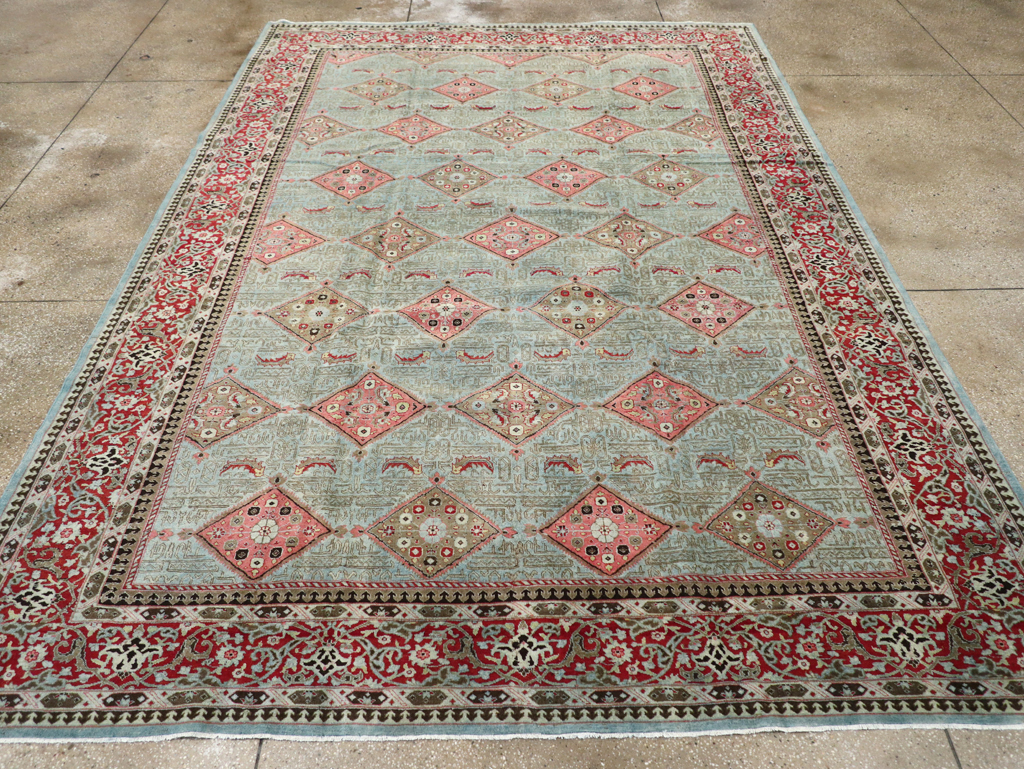 Antique Persian Kashan Room Size Carpet, No.30442 - Staging