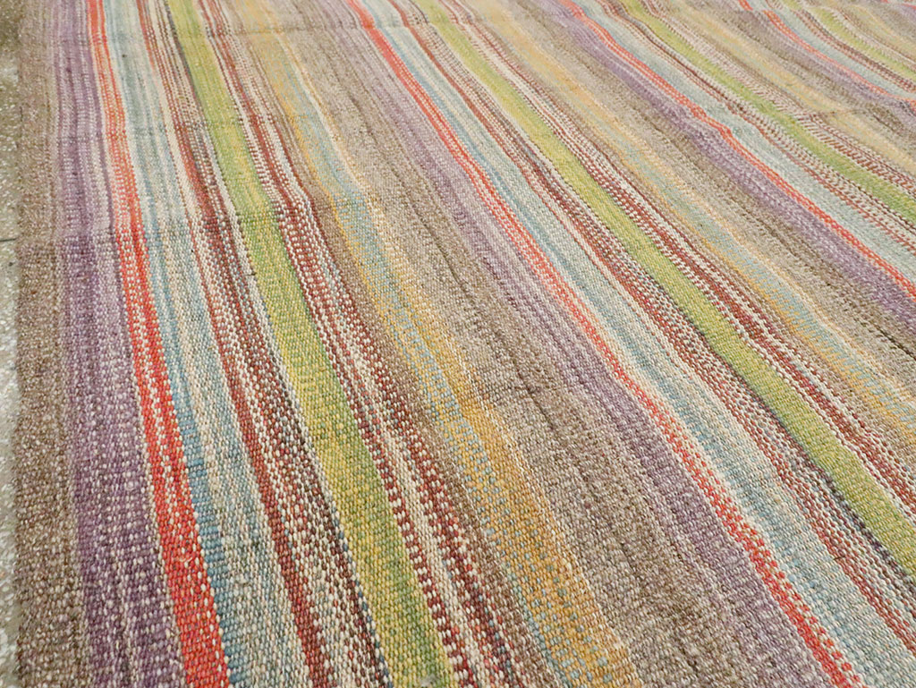 Modern Turkish Flatweave Kilim Room Size Carpet, No.30450 - Staging