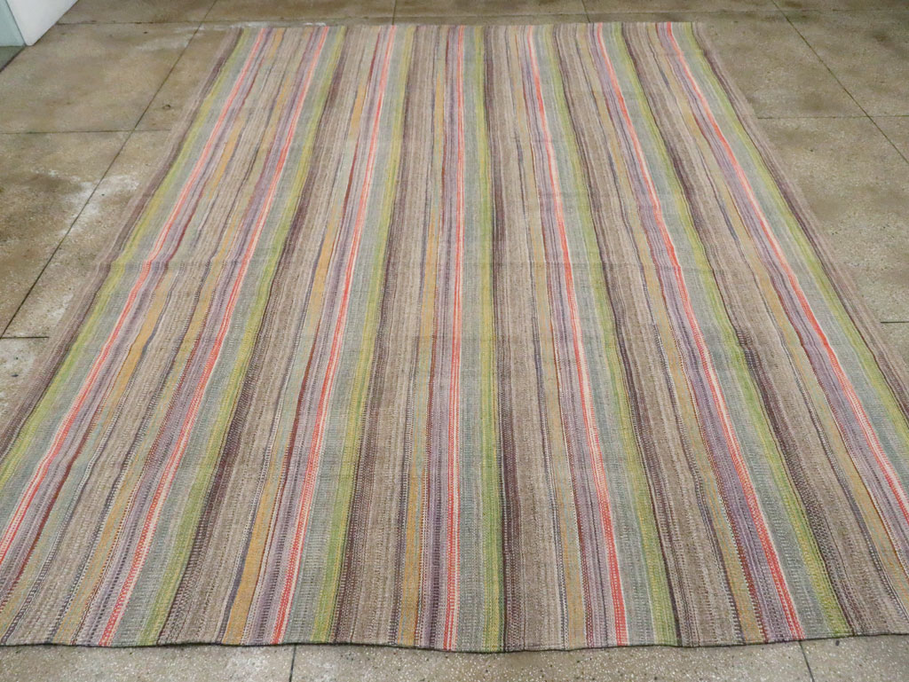 Modern Persian Flatweave Kilim Large Room Size Carpet, No.30451 - Staging