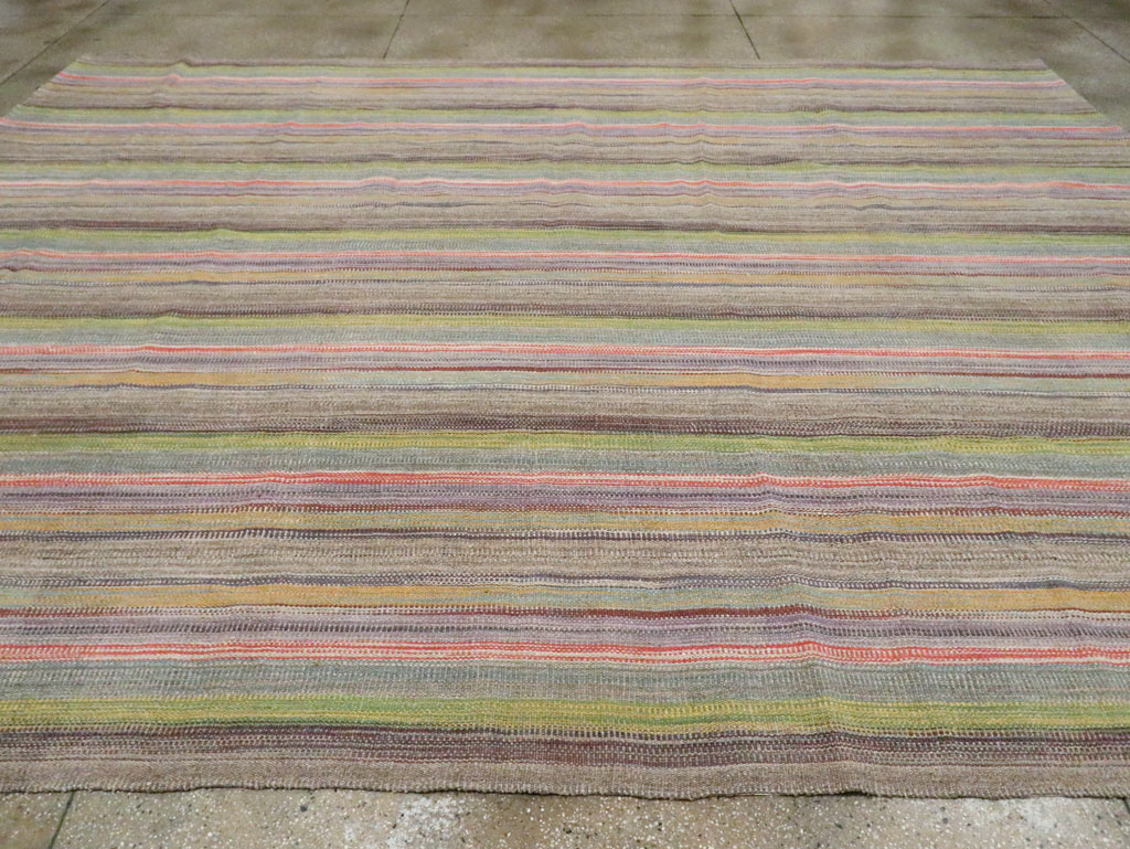 Modern Persian Flatweave Kilim Large Room Size Carpet, No.30451 - Staging