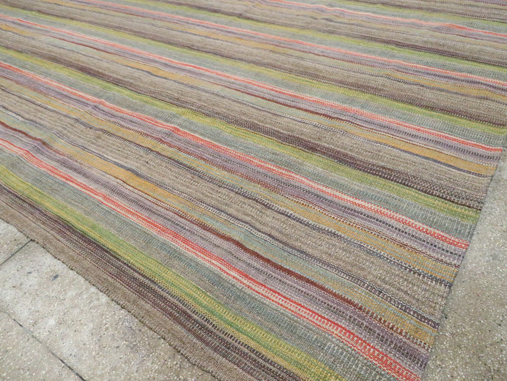 Modern Persian Flatweave Kilim Large Room Size Carpet, No.30451 - Staging