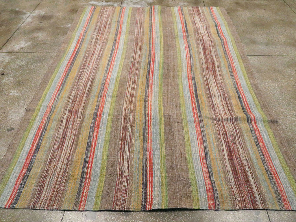 Modern Turkish Flatweave Kilim Room Size Carpet, No.30452 - Staging