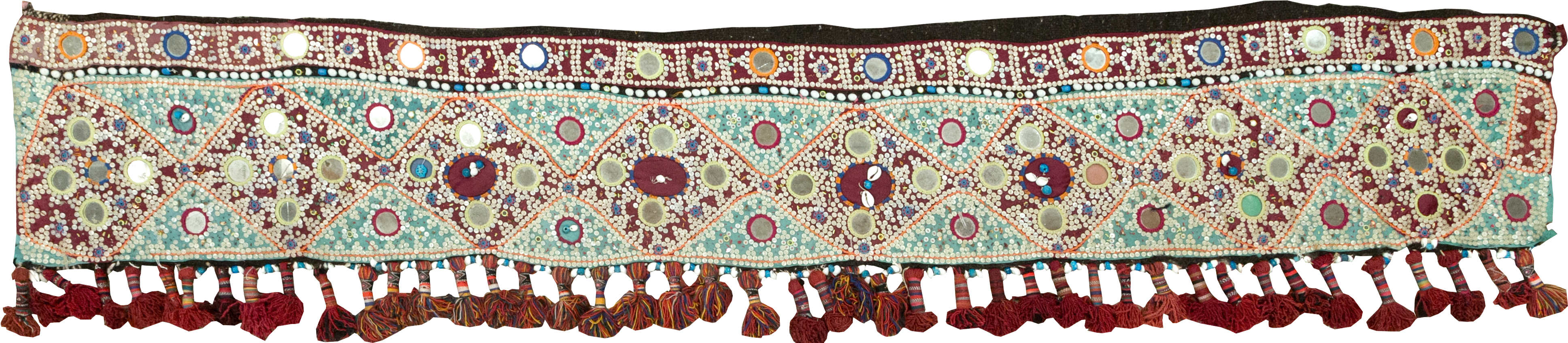 Vintage Persian Embroidered and Beaded Door Overhang Textile, No.30454 - Staging