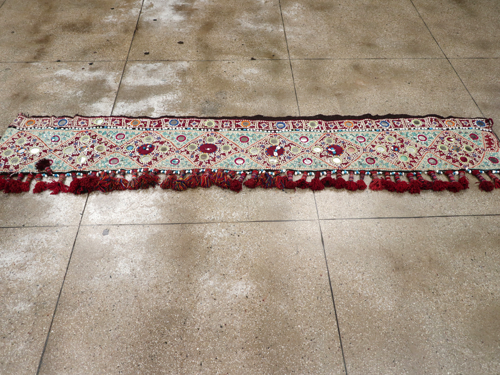 Vintage Persian Embroidered and Beaded Door Overhang Textile, No.30454 - Staging