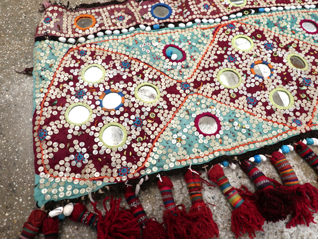 Vintage Persian Embroidered and Beaded Door Overhang Textile, No.30454 - Staging