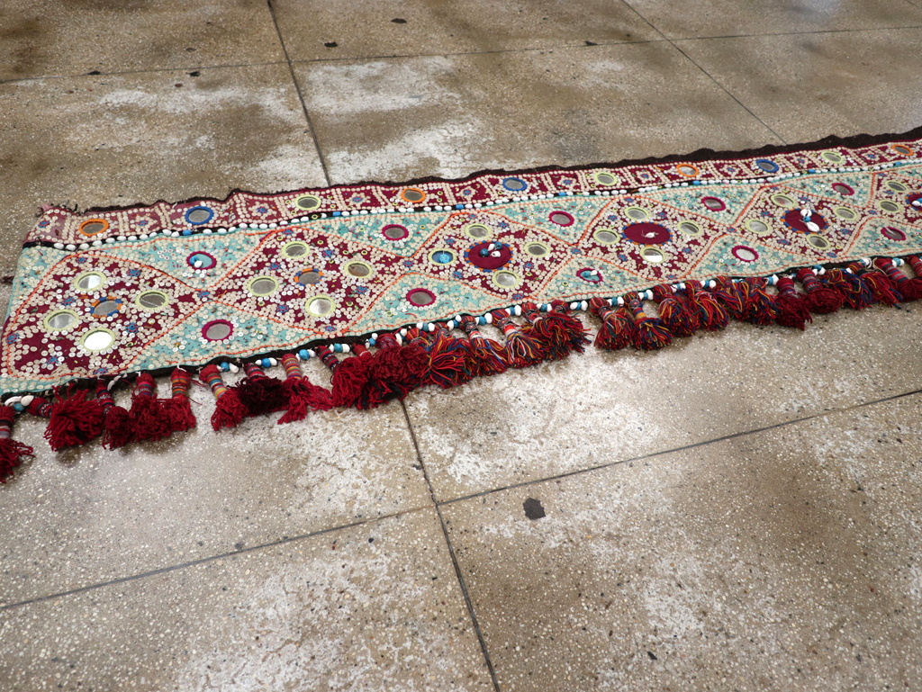 Vintage Persian Embroidered and Beaded Door Overhang Textile, No.30454 - Staging