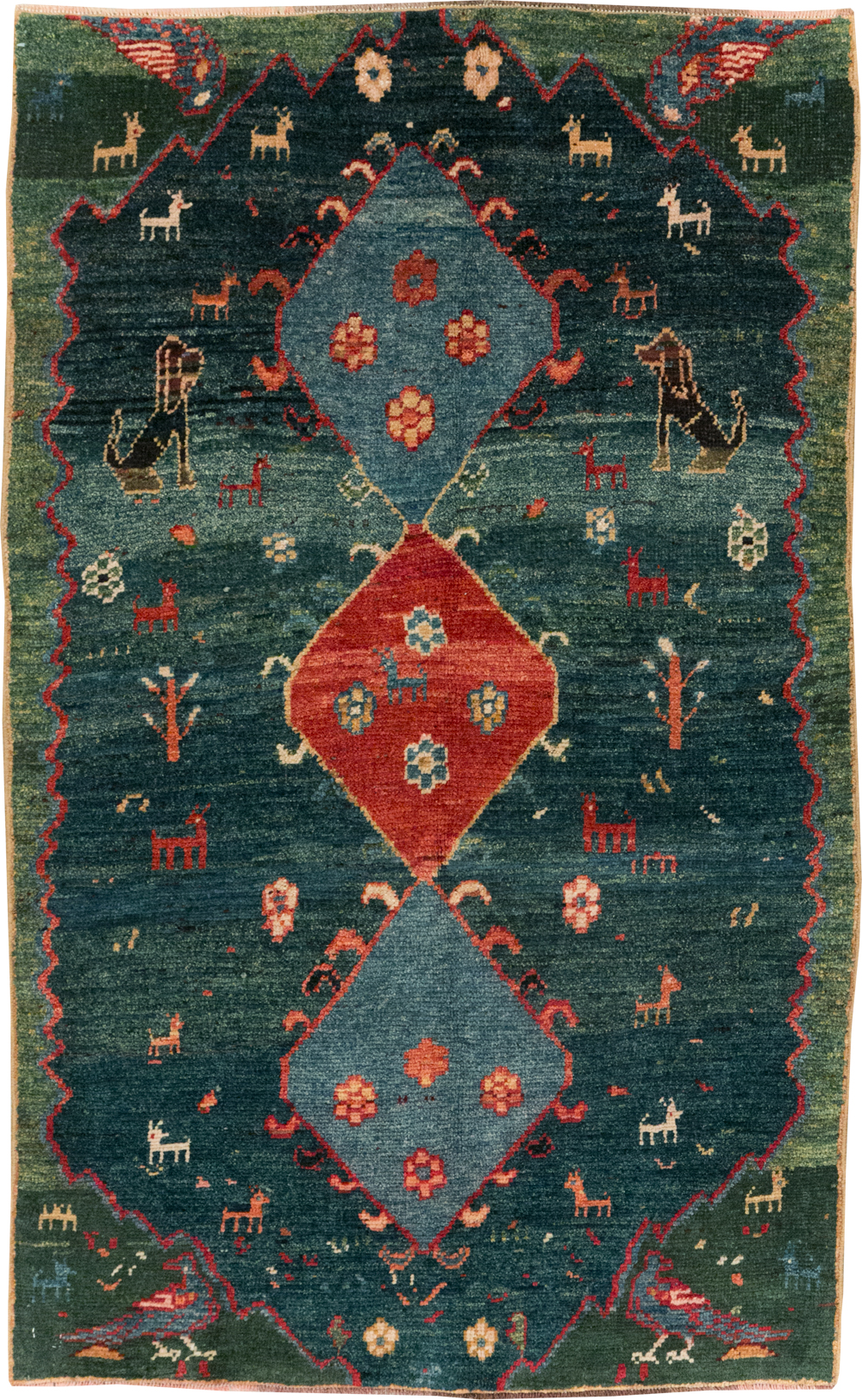 Vintage Persian Gabbeh Throw Rug, No.30475 - Staging