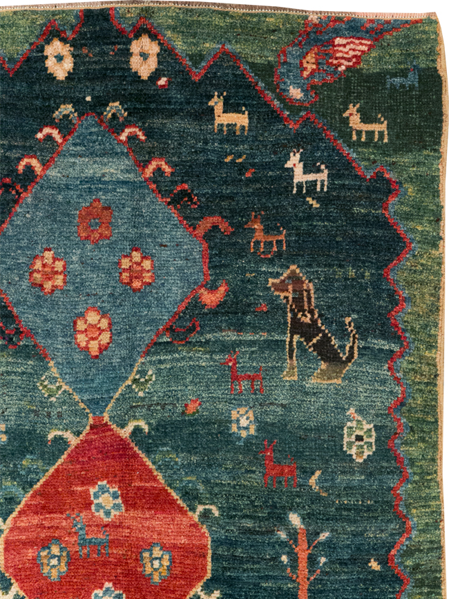 Vintage Persian Gabbeh Throw Rug, No.30475 - Staging