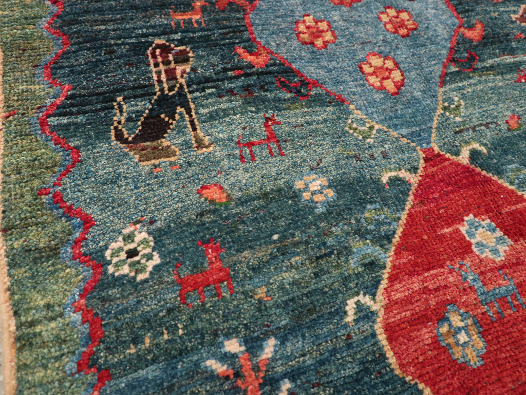 Vintage Persian Gabbeh Throw Rug, No.30475 - Staging