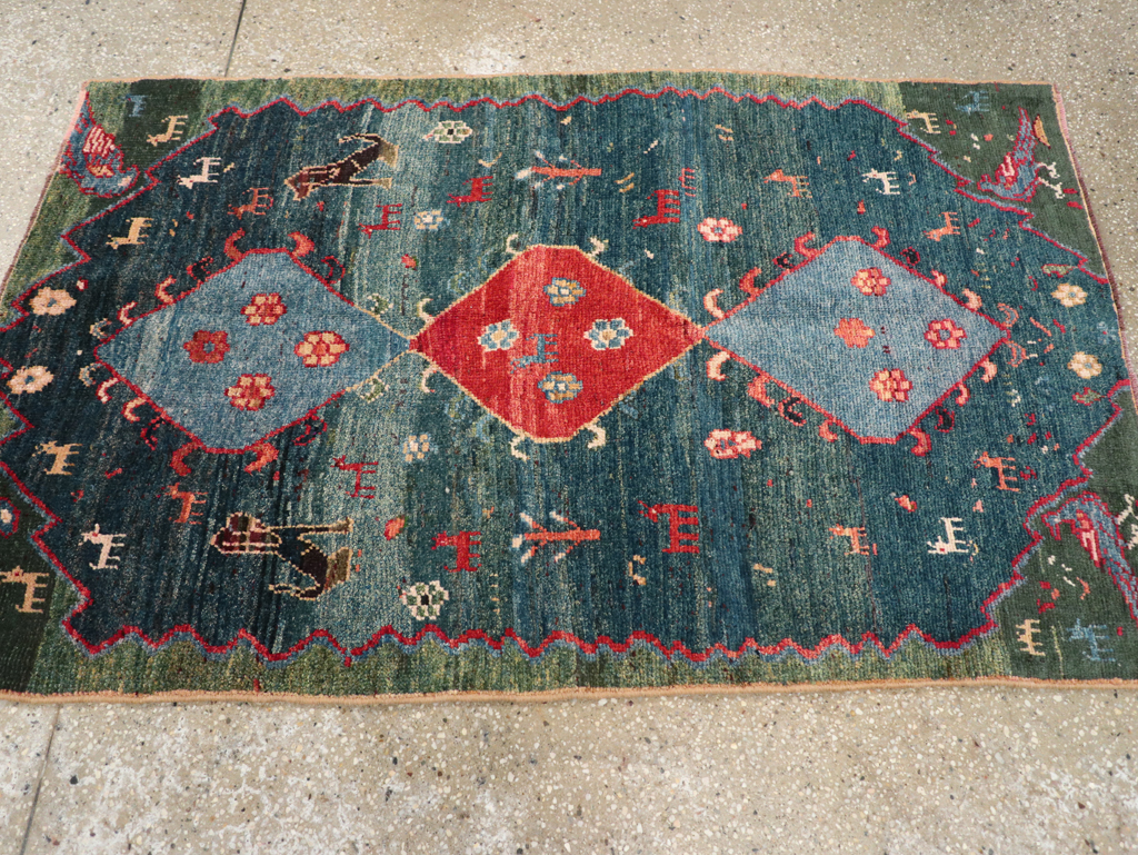 Vintage Persian Gabbeh Throw Rug, No.30475 - Staging