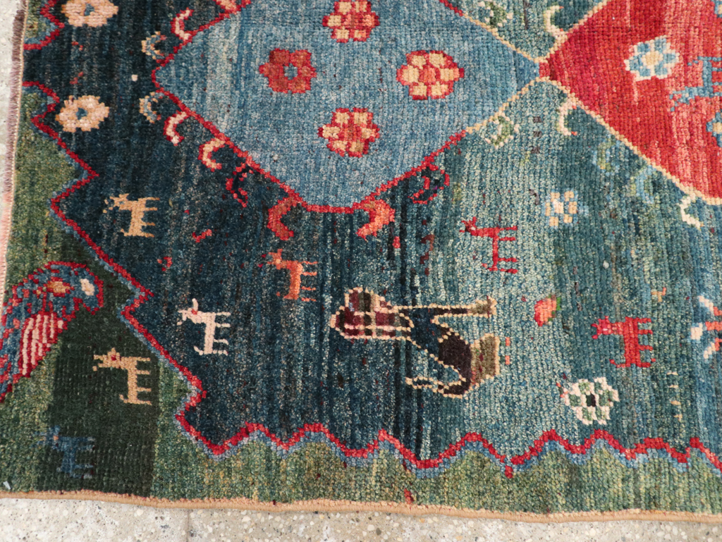 Vintage Persian Gabbeh Throw Rug, No.30475 - Staging